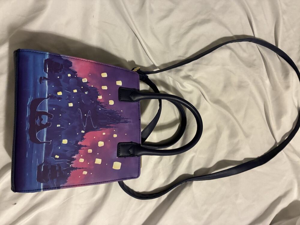 LOUNGEFLY DISNEY TANGLED CASTLE LANTERNS SATCHEL BAG PURSE Rapunzel and Flynn